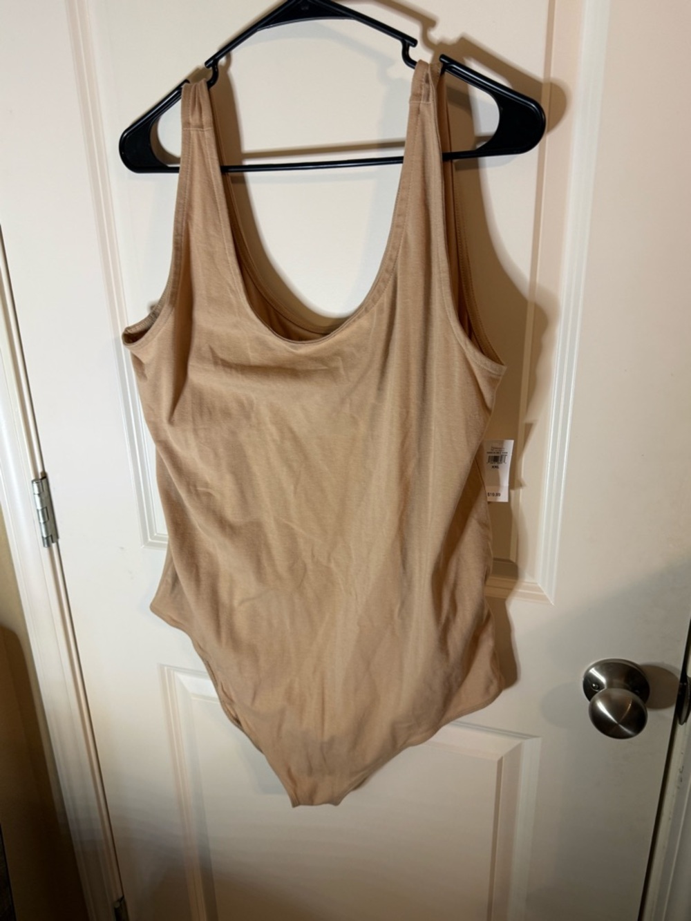 GAP Nude Tan Bodysuit XXL Scoop Neck Stretch Snap Bottom NWT